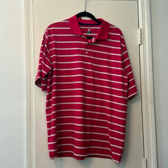 Bollé Golf Performance Athletic Stretch Pink Striped Polo Size Large - Picture 1 of 6